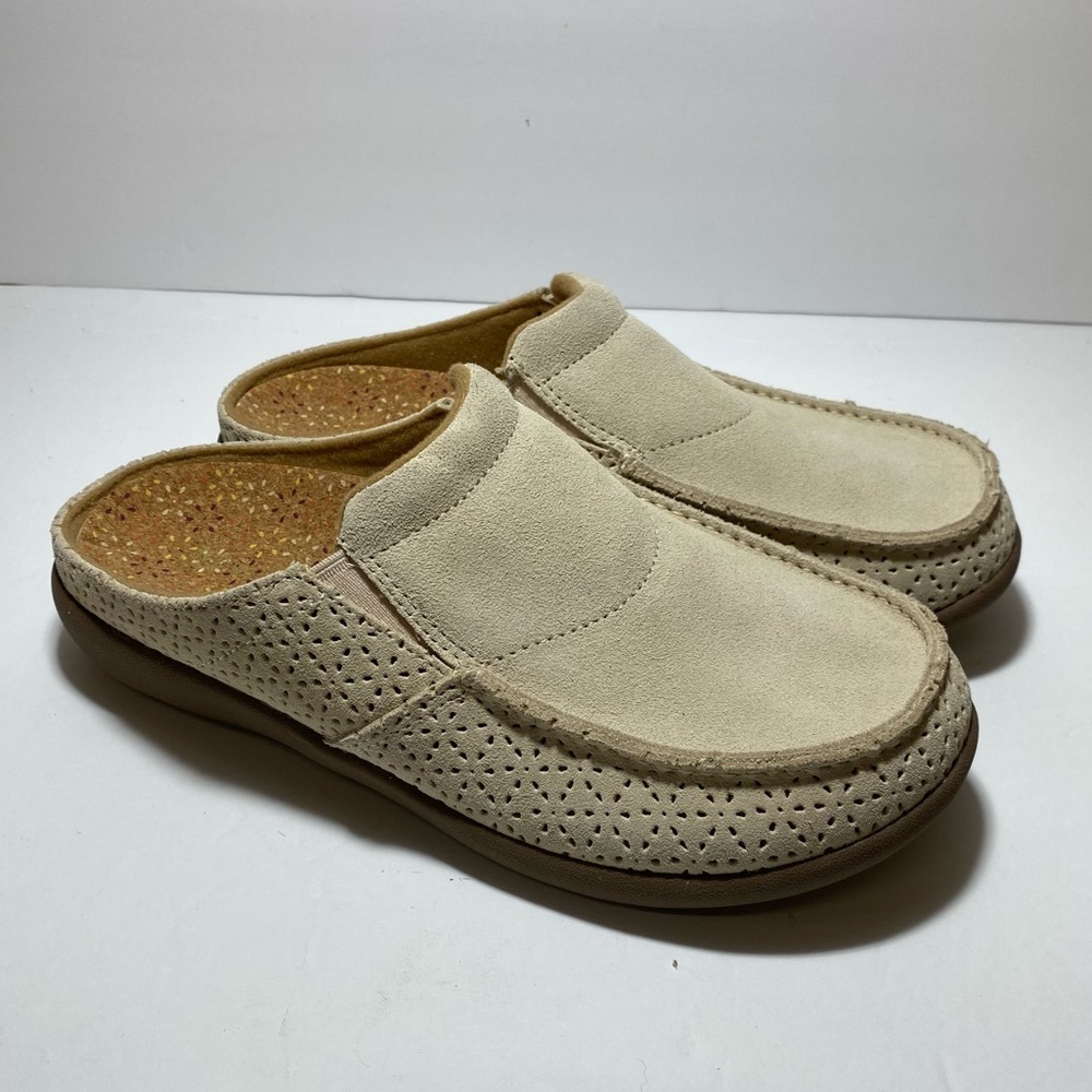 New Revitalign Orthotic Memory Foam Suede Mule Siesta Burst Cream white Size 8 D